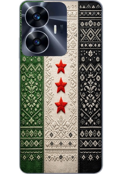 Realme C55 Uyumlu Suriye Bayrağı Dokuma Baskılı Silikon Kılıf Renkli