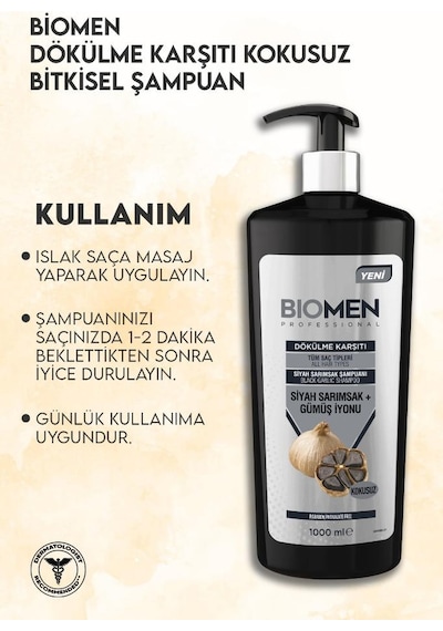 Biomen Siyah Sarımsak&Gümüş Losyonu Dökülme Karşıtı Şampuan 1 L