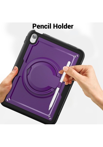 Apple Uyumlu iPad Air 11inç M4/m3/m2 2026-2024 Kılıf Askılı Silikon Handle Ring Yüzüklü Amour Tank Case