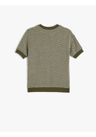 Koton Bisiklet Yaka Kısa Kollu Oversize Sweatshirt Yeşil Desenli 5skb10366tk Yeşil Desenli Yeşil