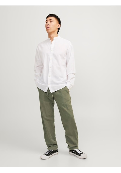 Jack & Jones Jack Jones Erkek Rahat Kesim Keten Pantolon 12248606 Beyaz