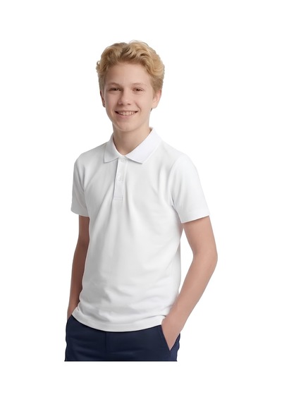 Modanino Erkek Çocuk %100 Pamuk Ve Okul Tarz T-shirt 4-16 Yaş 12790mrt Beyaz
