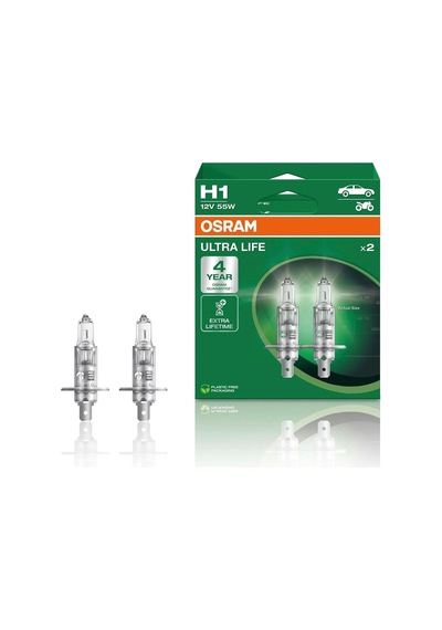 Osram H1 Ultra Life Far Ampulü, 12v 55w, 4 Yıl Garantili, 2'li Paket
