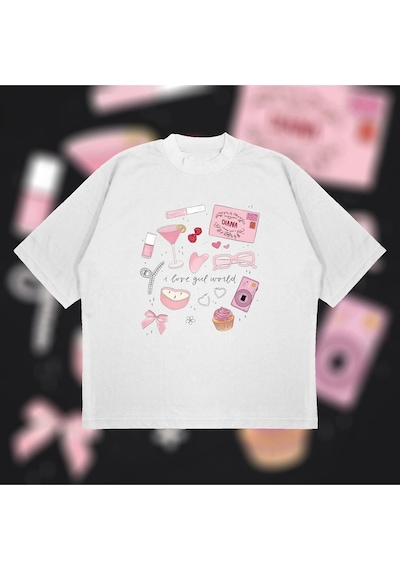 Startmore Girl World Oversize Unisex Pamuklu Nefes Alan Kalın Kumaşlı Beyaz
