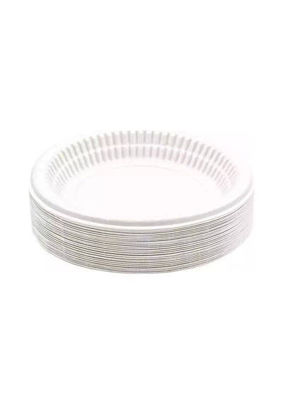 Ekonomik Yuvarlak Plastik Parti Davet Tabağı 100'lü Paket Çap:19cm Beyaz