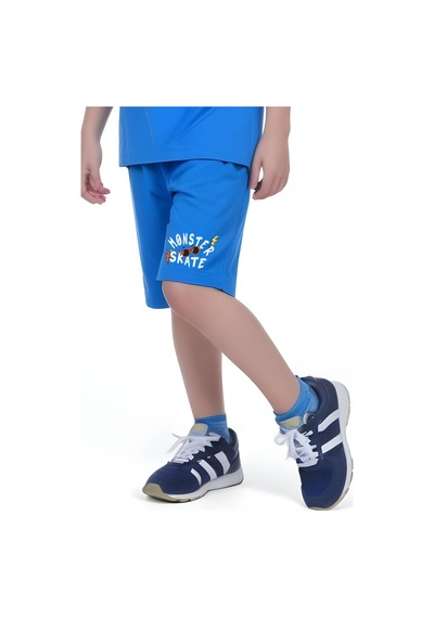 Fyk Kids Erkek Çocuk Tişört-şort Skate Baskılı Alt-üst Takım Mavi