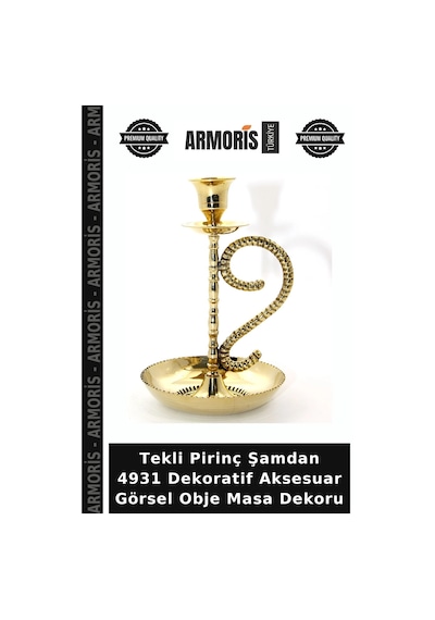 Tekli Pirinç Şamdan 4931 Dekoratif Aksesuar Görsel Obje Masa Dekoru Çok Renkli