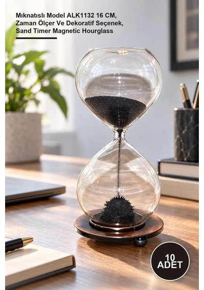 10 Adet Kum Saati Mıknatıslı Model Alk1132 16 Cm, Zaman Ölçer Ve Dekoratif Seçenek, Sand Timer Magnetic Hourglass Diğer