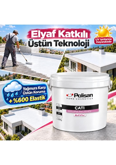 Polisan Çatı Elyaflı Su Yalıtım Malzemesi 2.5 Lt Ral 7040 Gri