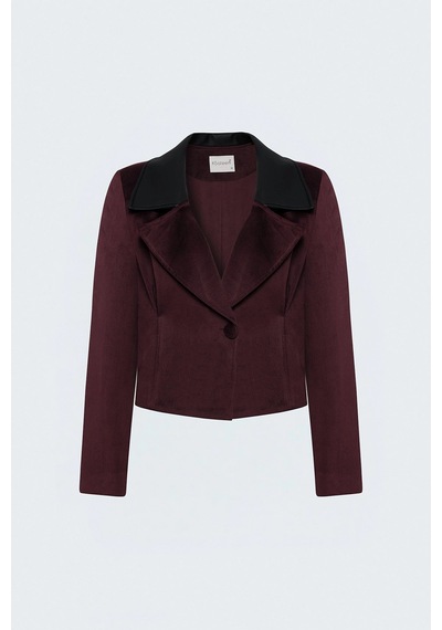 Sateen Bedene Oturan Kadife Ceket Bordo
