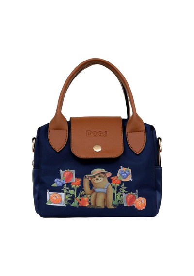 Dogo Kadın Vegan Lacivert Medium El Çantası - Sloth Gardener Tasarım Multicolor