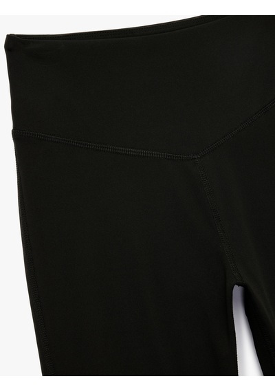 Koton Yüksek Bel Slim Fit İspanyol Paça Spor Tayt Siyah 7wak40040nk