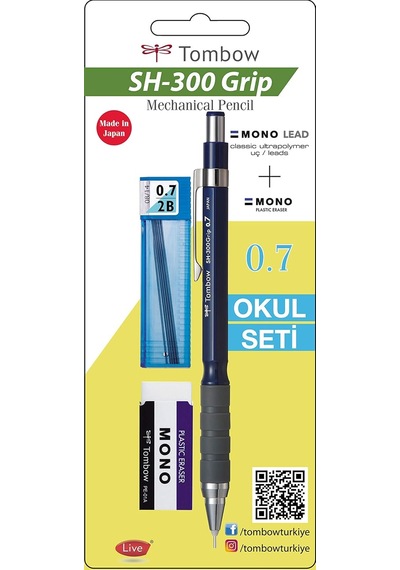 Sh-300 Grip Mekanik Kurşun Kalem, 0, 7mm, Okul Seti Koyu Mavi
