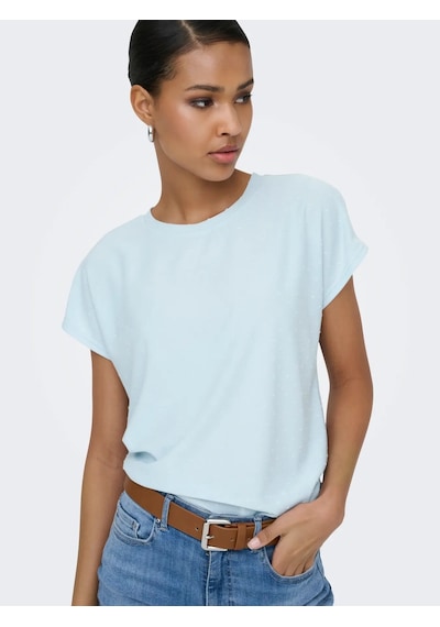 Only Onlmolly S/s O-neck Dobby Top Jrs Kadın T-shirt 15368563 Mavi