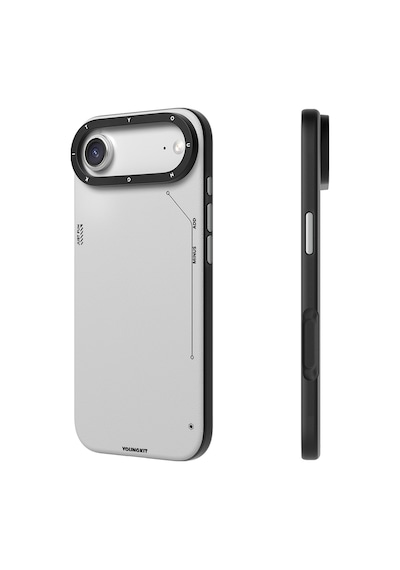 Apple Uyumlu iPhone 17 Air Kılıf M-safeli Basit Mat Deri Desenli Youngkit Tech Fashion Serisi Kapak Gri Gri