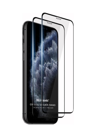 Apple iPhone Uyumlu   11 Pro Max Crystal Seramik Nano Ekran Koruyucu Siyah 2 Adet