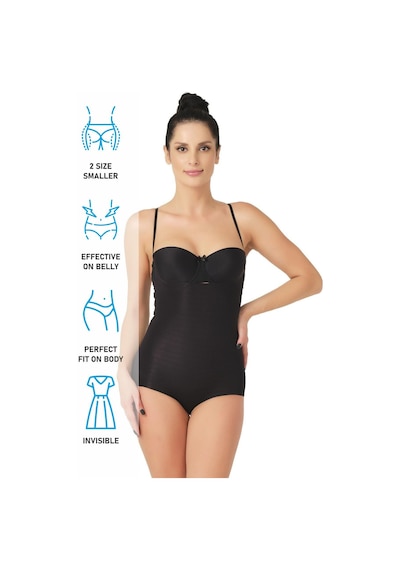 Siyah Mı Emay 2723 Lazer Kesim Göğsü Açık Slip Korse Siyah