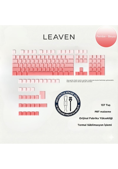 Mekanik Klavye Keycap Seti Pudra-beyaz Kademeli 136 Tuşlu Keycap