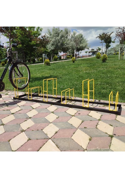 Bisiklet Park Demiri Bisiklet Park Yeri Metal Park Alanı 6 Lı Sarı - Siyah