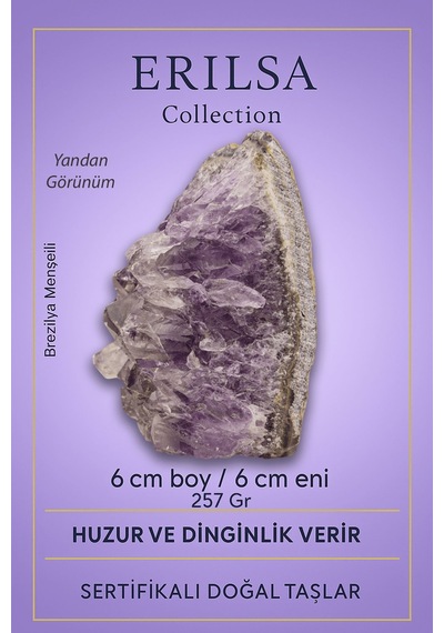 Sertifikalı Ametist Taşı Kütlesi 257 Gr Ham Doğal Kristal Dekoratif Taş Parçası
