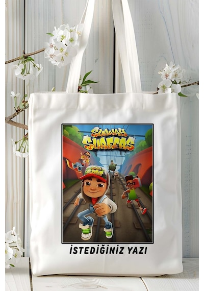 Art Hediye Subwaysurfers Oyun Baskılı Omuz Çanta Kişiye Özel Model 4 Çok Renkli