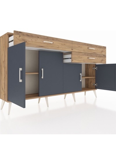 Arges Konsol 2 Raflı 3 Çekmeceli 4 Kapaklı 176x30x99 Çam-antrasit Çam-antrasit/çam Arges Konsol 2 Raflı 3 Çekmeceli 4 Kapaklı 176x30x99 Çam-antrasit Çam-antrasit/çam