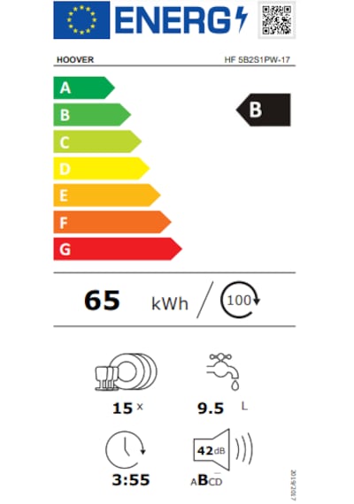 Hoover HF 5B2S1PW-17 B 10 Programlı 15 Kişilik Bulaşık Makinesi