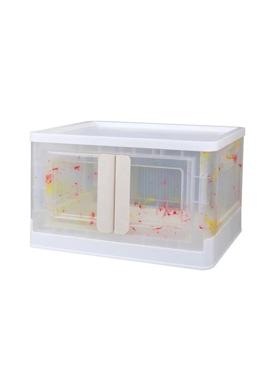 Sunup Sn-25883 72l Katlanabilir Plastik Saklama Kutusu Renkli Kapaklı Tekerlekli 40x64x37cm