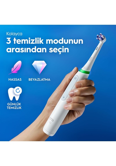 İo3 Beyaz Şarjlı/elektrikli Diş Fırçası, 1 Fırça Başlığı, Uzun Ömürlü Pil