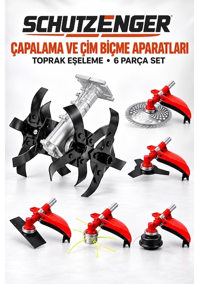 Schutzenger Hp-97 Benzinli Ot Çalı Çim Biçme Makinesi Çapalama Aparatı 6 Başlık Tırpan Motoru Bahçe Eşeleme