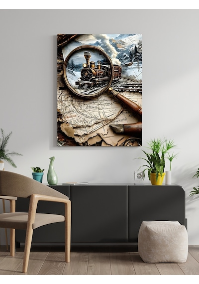 Tren Konseptli Canvas Tablo Ev Ofis Mutfak Dekorasyonu Kanvas Duvar Tablo