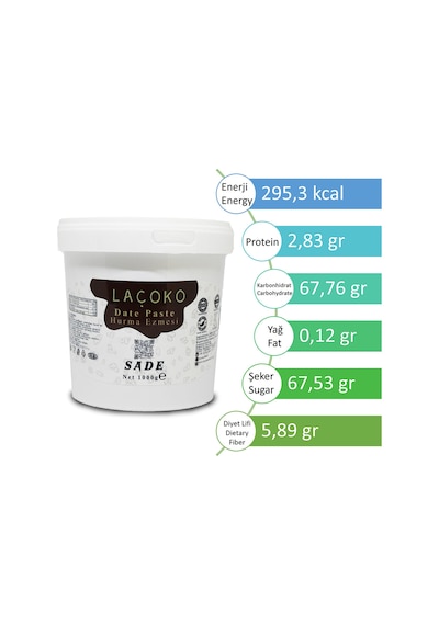 Laçoko Kova Şekersiz Katkısız Vegan Doğal Hurma Ezmesi Hurma Dolgusu Hurma Püresi 1 KG