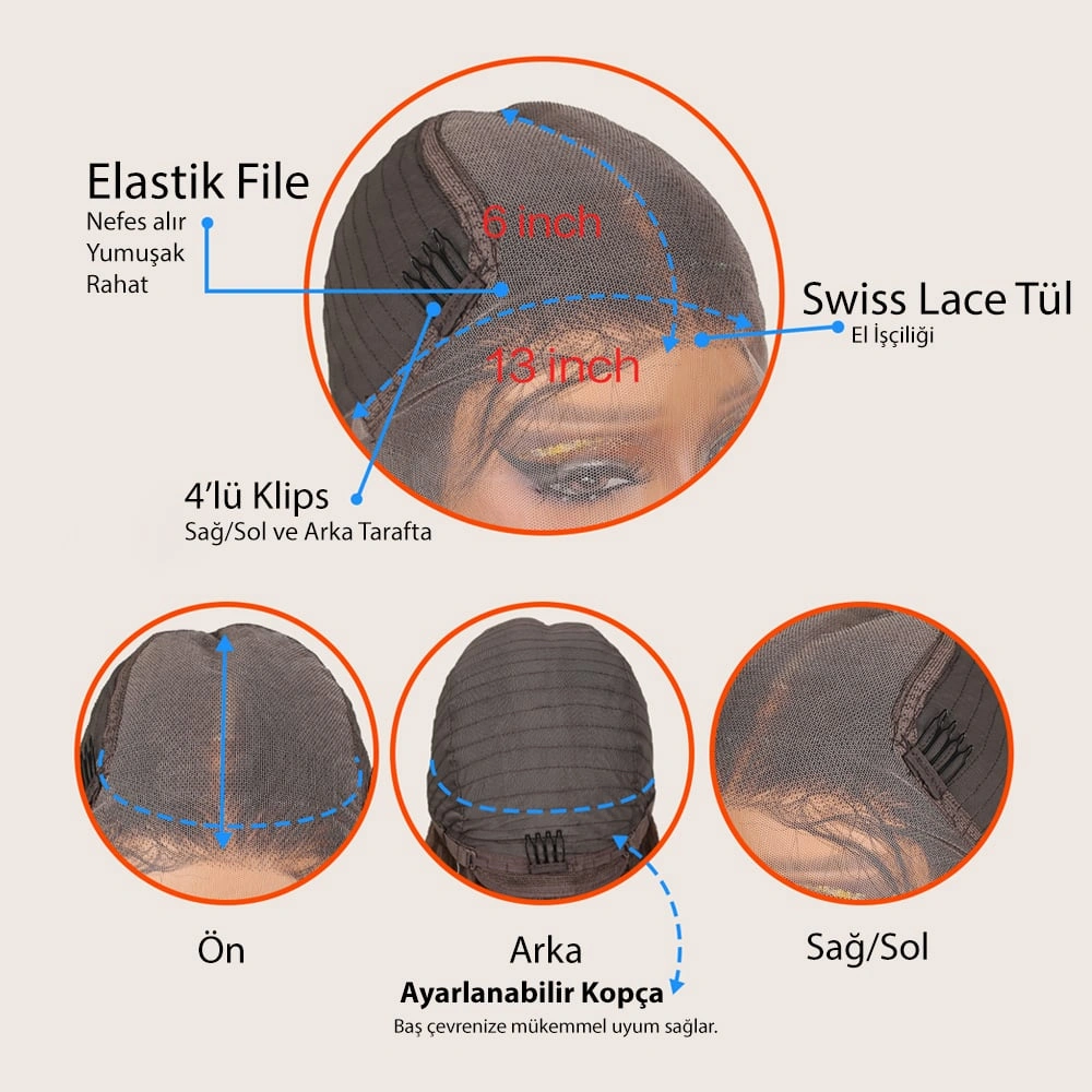 Siyah Bebek Saçlı Fiber Sentetik Yoğun Dalgalı Tül Peruk - Zmff-582497 Çok Renkli