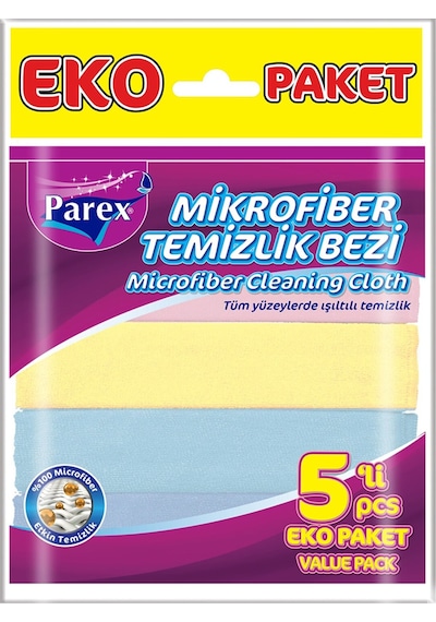 Parex Mikrofiber Temizlik Bezi 5'li 5 Adet Çok Renkli