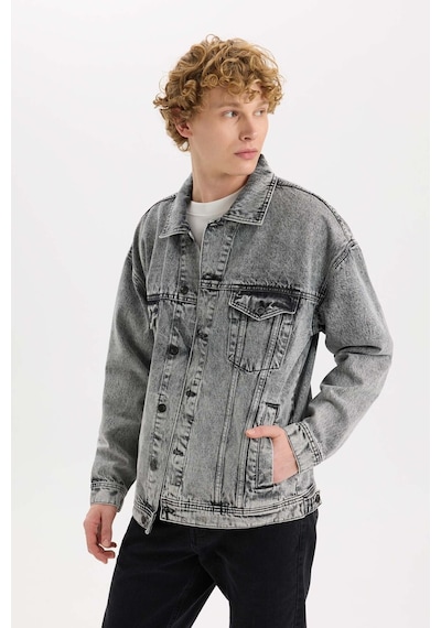 Defacto %100 Pamuk Oversize Geniş Kalıp Jean Ceket E1003ax25spnm55 Gri-nm55