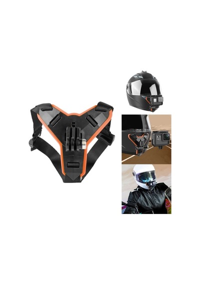 Gopro İle Uyumlu Aksiyon Kamera Kask Alt Çene Bağlantı Aparatı Pratik Turuncu Siyah