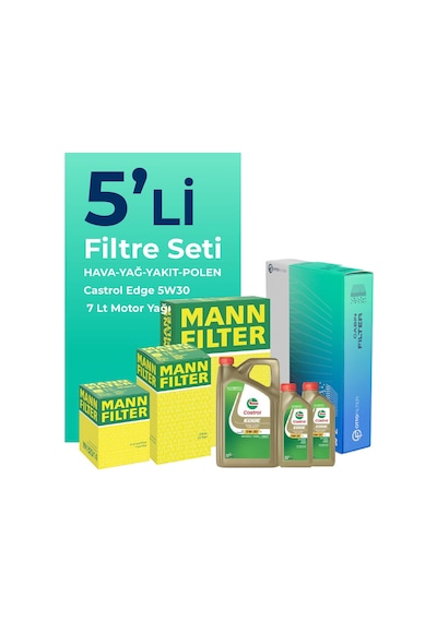 MANN BMW 7.40 Dizel xDrive Filtre Bakım Seti Castrol Motor Yağlı (2012-2015) 5 Li