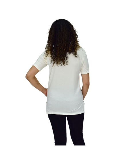 Kadın Yarım Kol Sıfıryaka Likralı Tişört Bgl-st04652 Beyaz