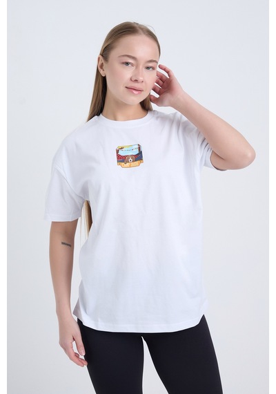 Velvoria Unisex Oversize Beyaz Dude T-shirt