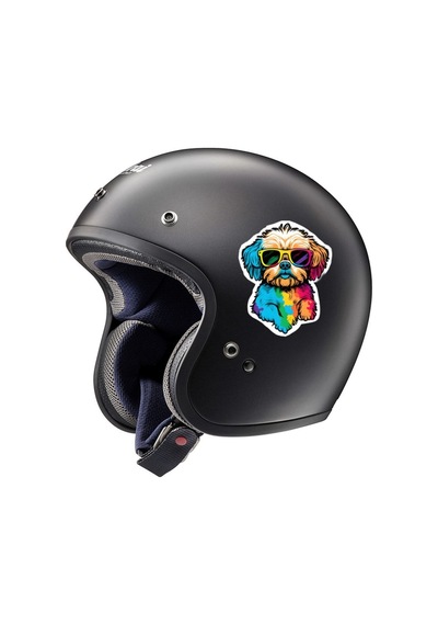 Renkli Cool Köpek Araba, Motorsiklet, Kask, Laptop,cam Sticker 14x12 Cm