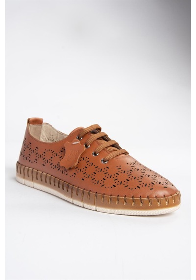 Fox Shoes P555004703 Taba Bağcıklı Hakiki Deri Günlük Kadın Ayakkabı Taba-hakiki Deri Taba