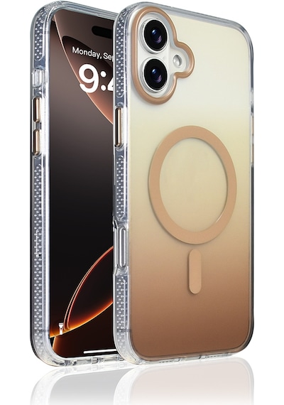 Techaks Apple Uyumlu iPhone 16 Plus Kılıf M-safe Şarj Özellikli Transparan Renk Geçişli Tchs Toros Kapak - Siyah Siyah