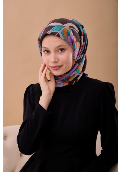 Silk Home Olinda İpek Eşarp 47003-05 Acı Kahve, Kırmızı, Turkuaz, Leylak, Turuncu