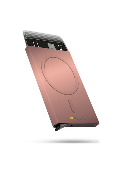 Wrapsol Magsafe Mekanizmalı Kartlık Rfid Korumalı Alüminyum Otomatik Kredi Kartlık Renkli Parlak Sonbahar Mat Rosegold Mat Rosegold Açık Pembe