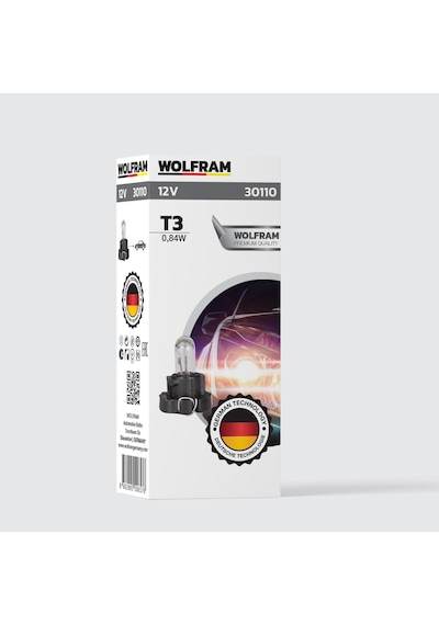 T3 Duylu Gösterge Ampulü Siyah 12v 0,84w 1 Paket 10 Adet - Wolfram 30110