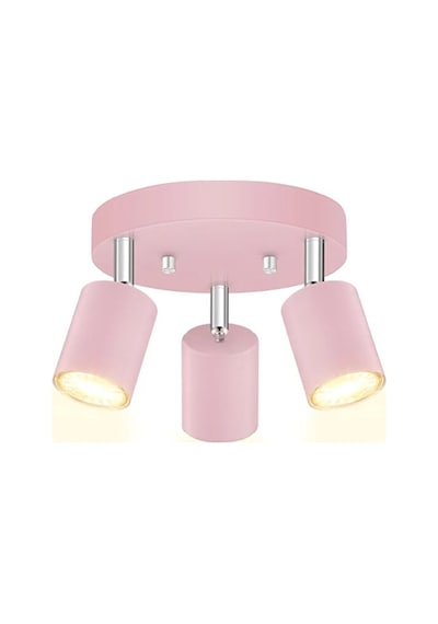 Toz Pembe Üçlü Gu10 Led Spot Başlık Modern Tavan Avize Çocuk Odas Siyah