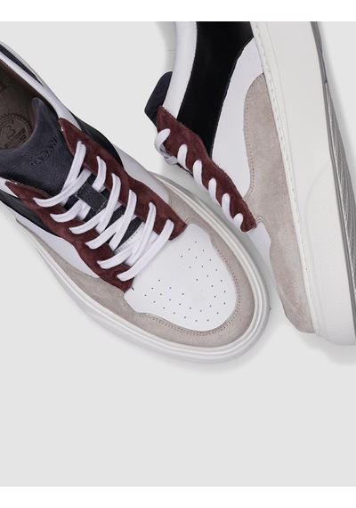 %100 Hakiki Deri Bej-siyah Bağcıklı Erkek Sneaker-bej Bej