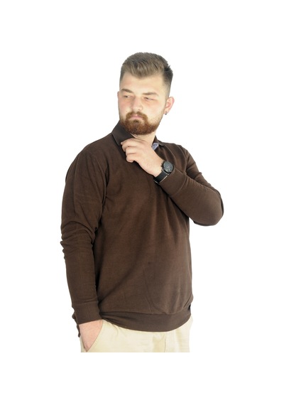 Mode Xl Büyük Beden Erkek Sweat Polo Selanik Basic 20441 Sütlü Kahve Sütlü Kahve