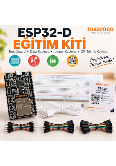 ESP-32D DevKitC V4 38 Pin Eğitim Kiti (Lehimli, Siyah PCB)