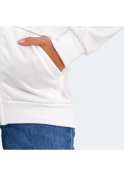 Slazenger KATYA Kadın Fermuarlı Kapüşonlu Cepli Beyaz Sweatshirt